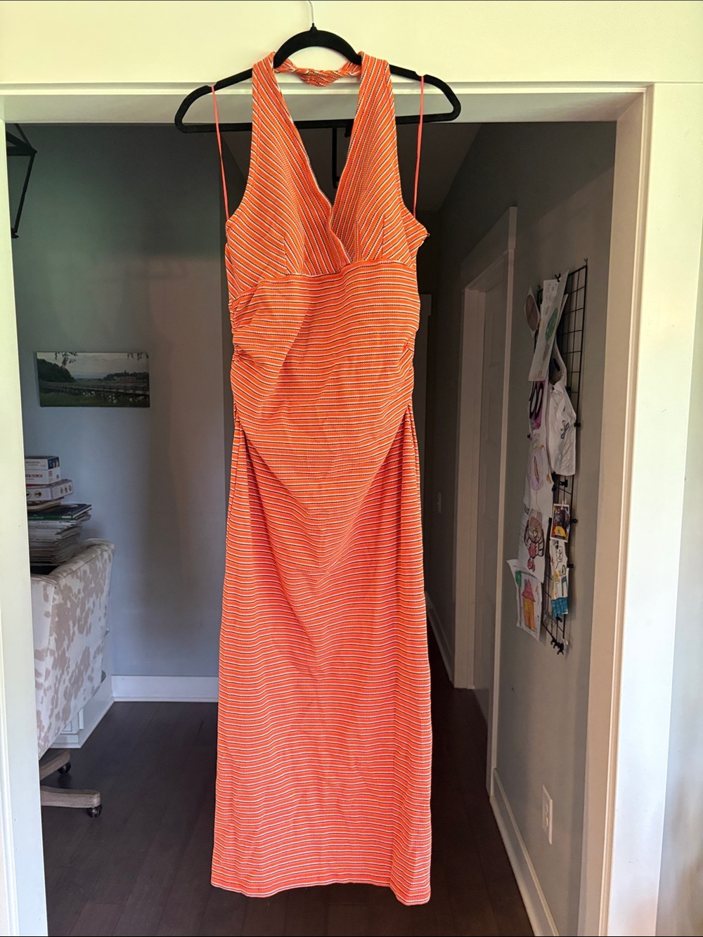 Pilcro Orange Striped Maxi Dress